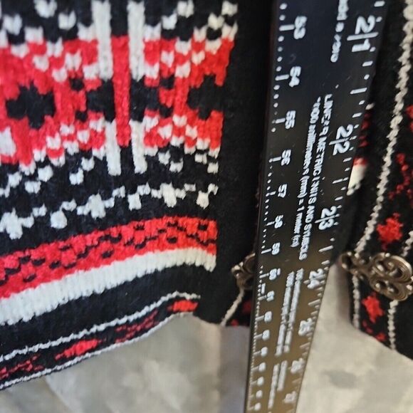 Croft &barrow Cardigan Sweater Christmas Sz Med black red soft - Picture 5 of 10